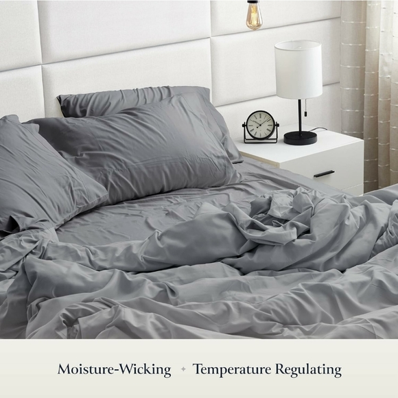 Luxury 6 Piece Bed Sheets for Queen Size Bed, Secure-Fit Deep Pocket Sheet Set - Picture 3 of 5